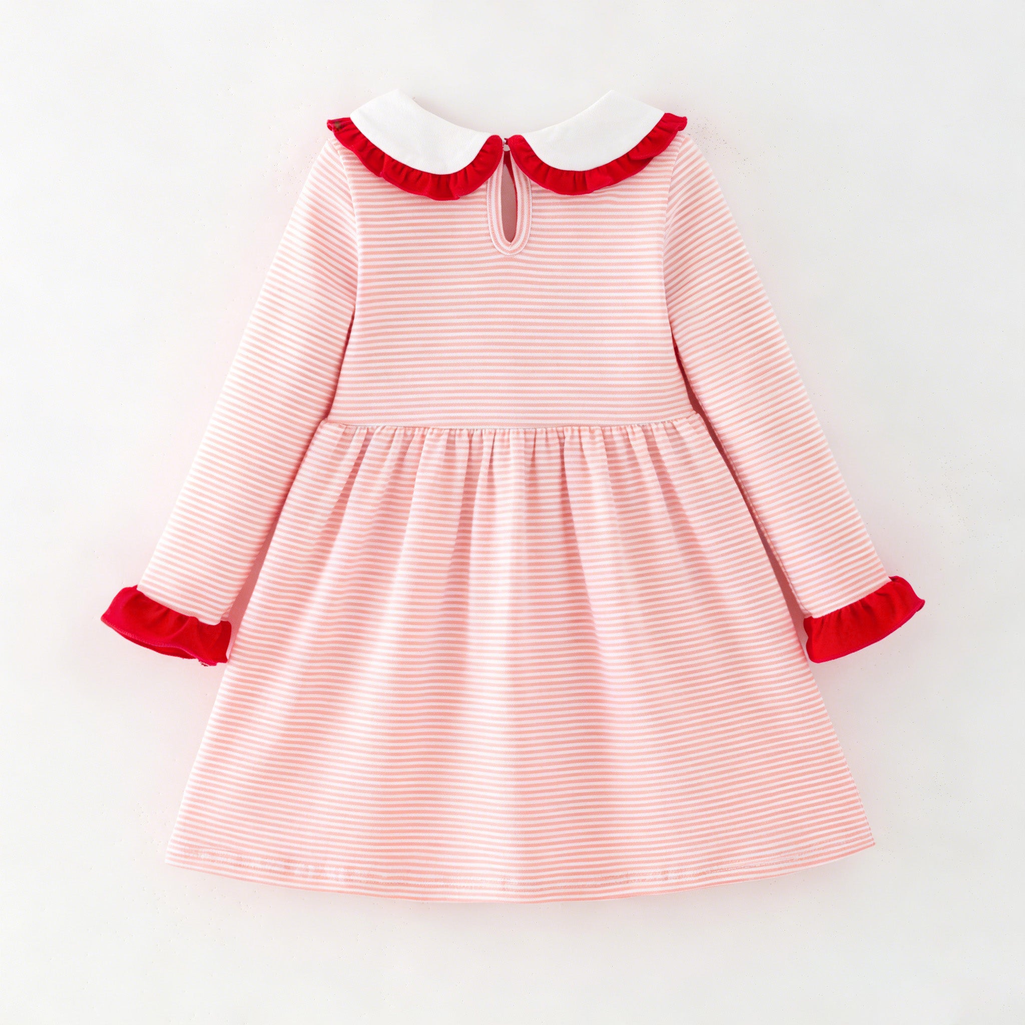 （In Stock）Girls Christmas Tree Embroidery Cotton Dress