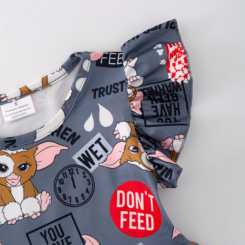 (In Stock L12-01-03)Girls Grey Print Milk Silk Dress