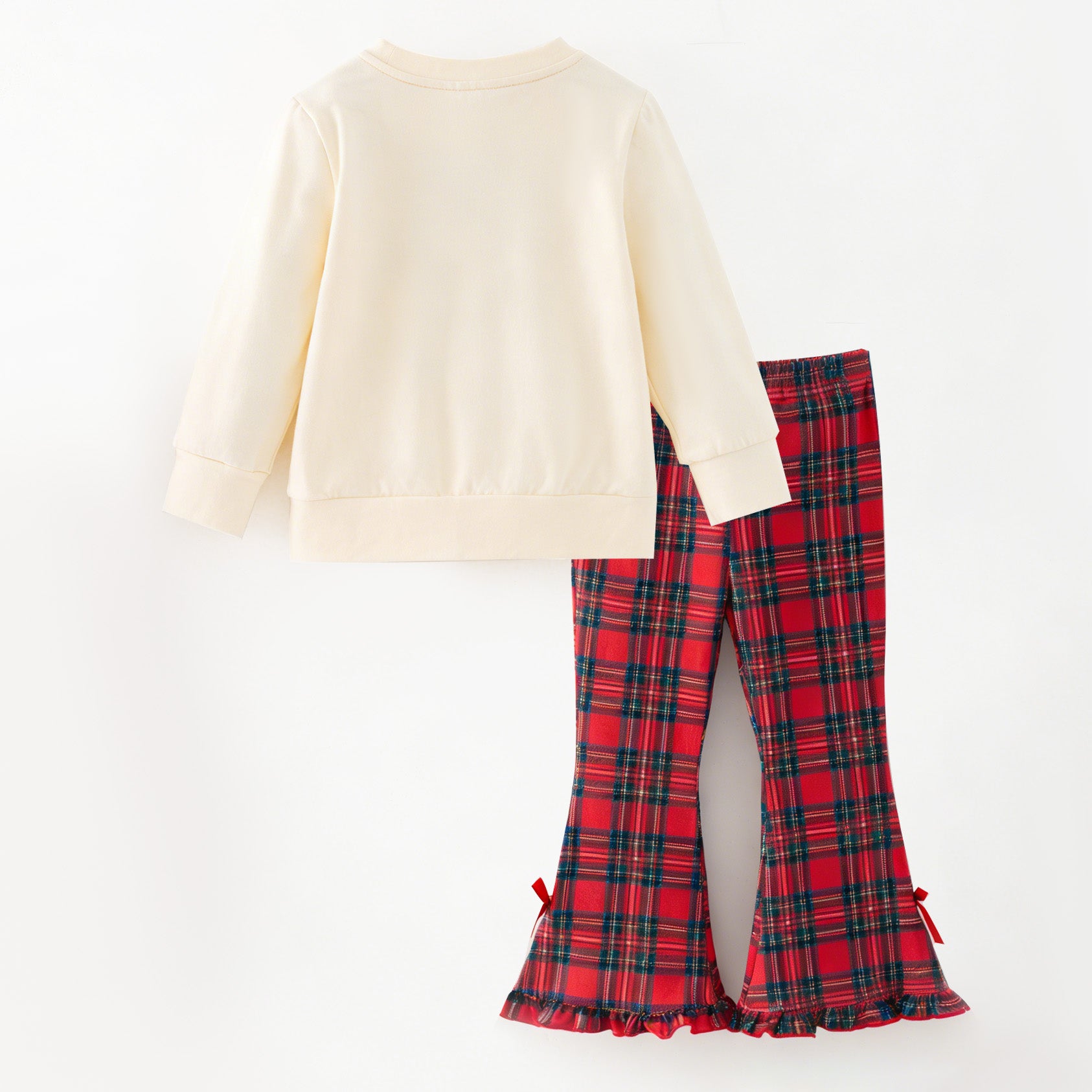 （In Stock）Girls Christmas Bow Applique Outfit Set