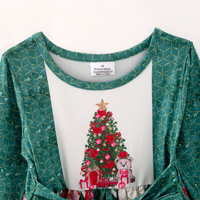 （In Stock L37-2-1）Girls Christmas Print Dress