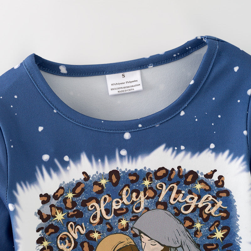 （In Stock）Girls Christmas Jesus Print Milk Silk Top