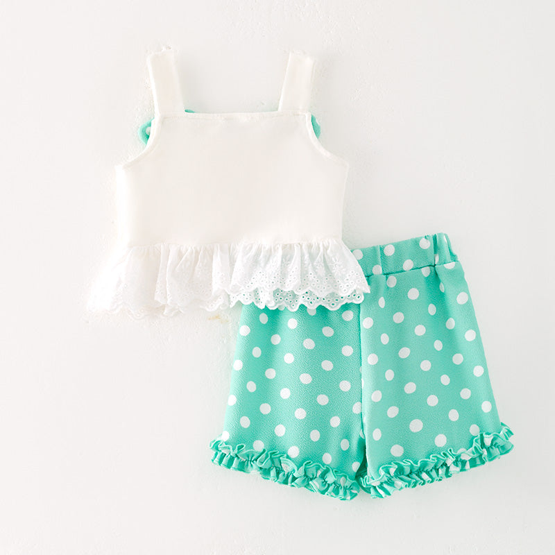 （In Stock）Girls Spring and Summer Ice Cream Applique Shorts Set