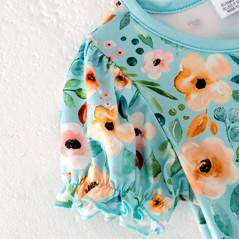 （In Stock）Girls Spring and Summer Floral Print Dress