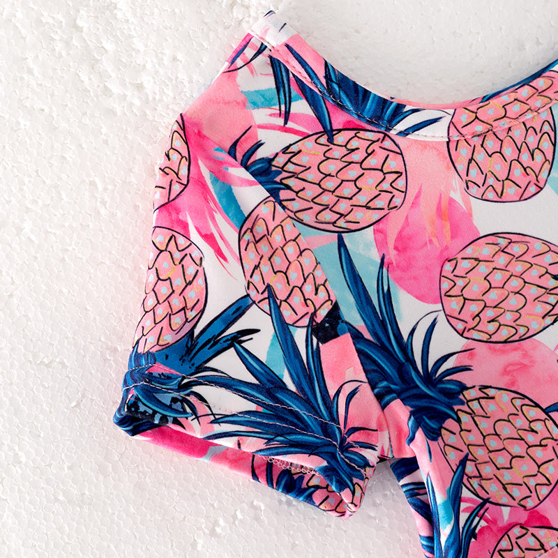 （In Stock）Girls Spring and Summer Pineapple Print Dress