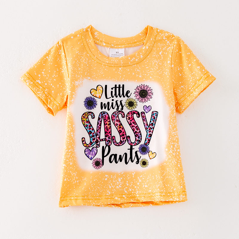 （In Stock）Girls Spring and Summer Little Miss Sassy Pants Print Top
