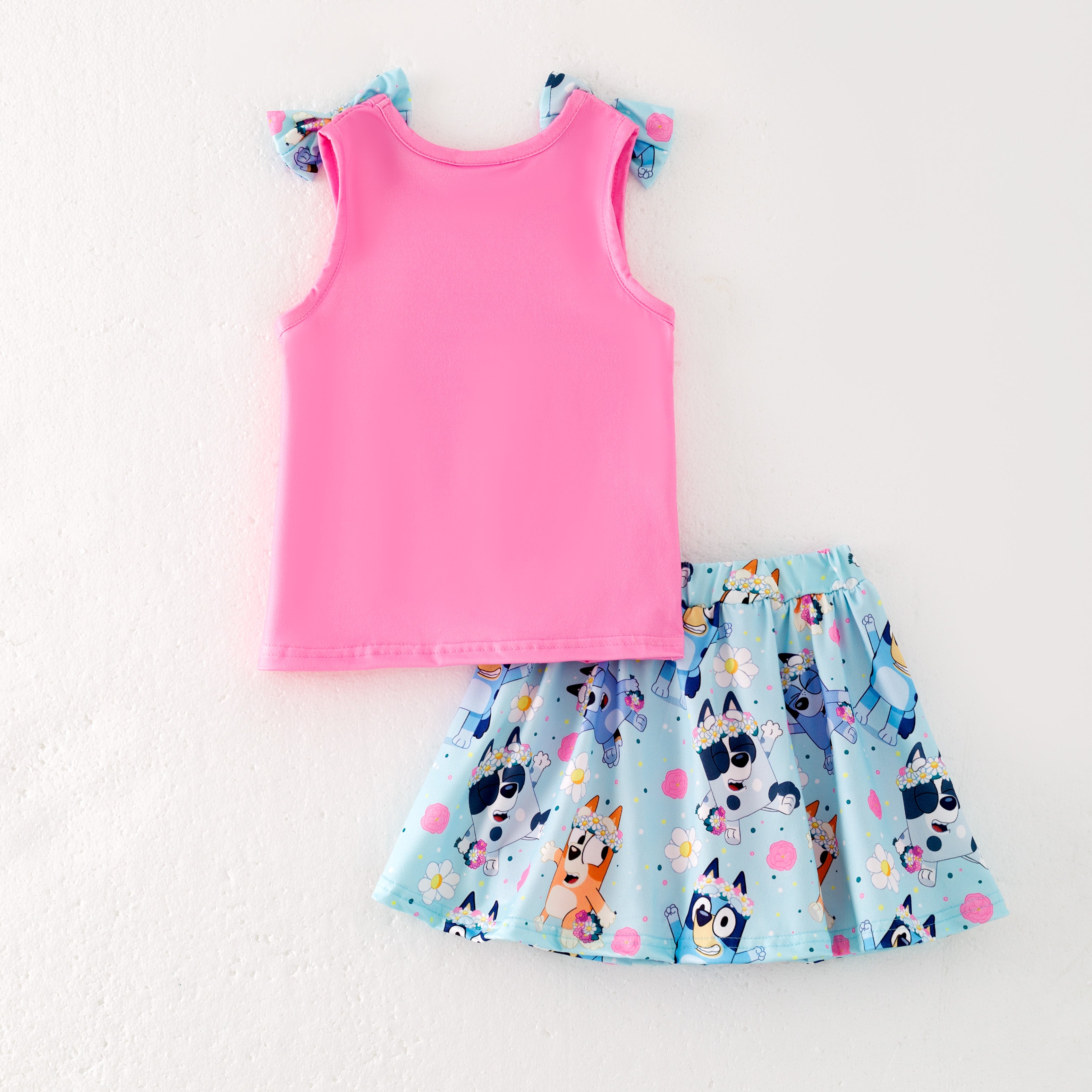 （Pre Order）Girls Spring and Summer Cartoon Print Skort Set