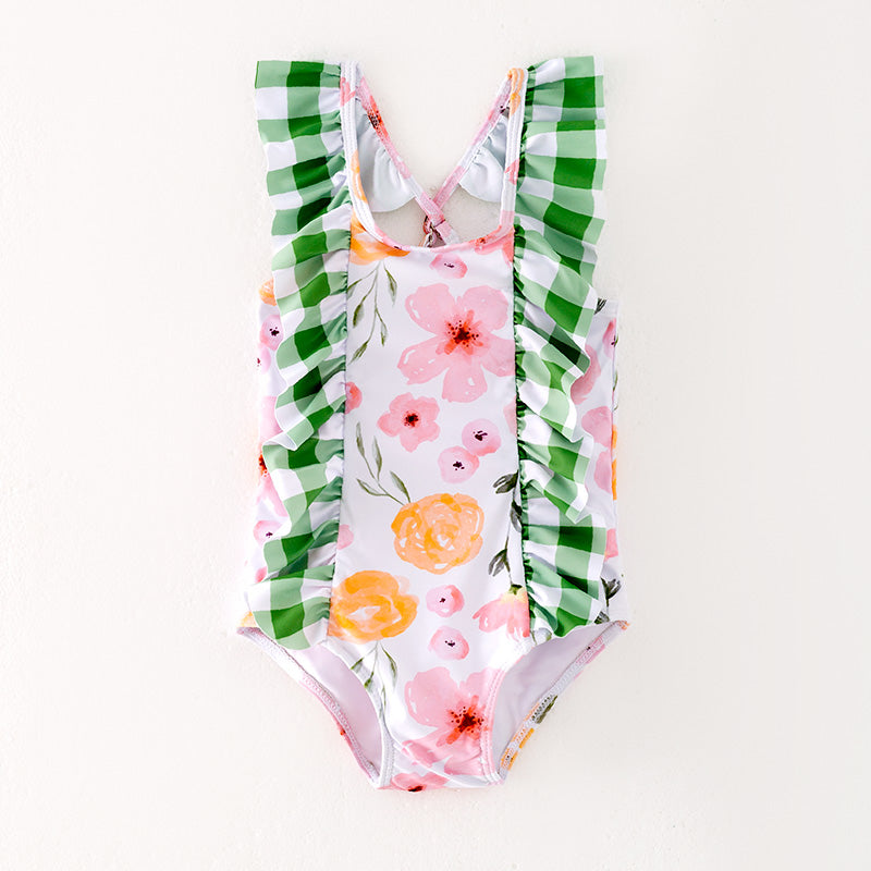 （In Stock）Girls Summer Floral Print Swimsuit