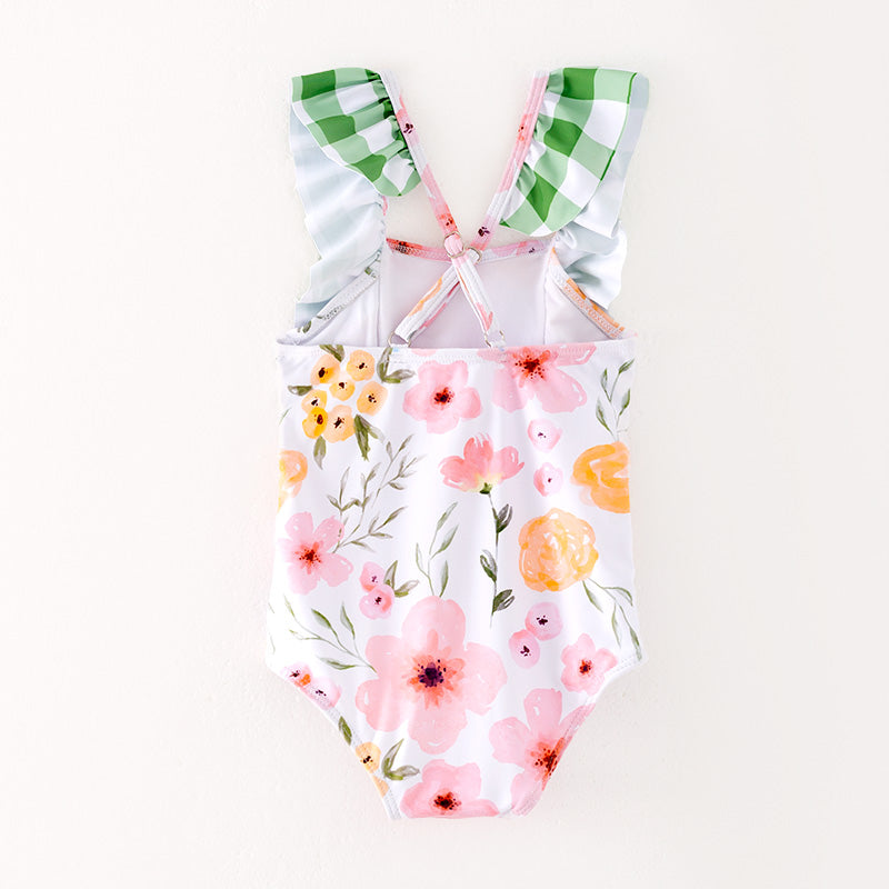 （In Stock）Girls Summer Floral Print Swimsuit