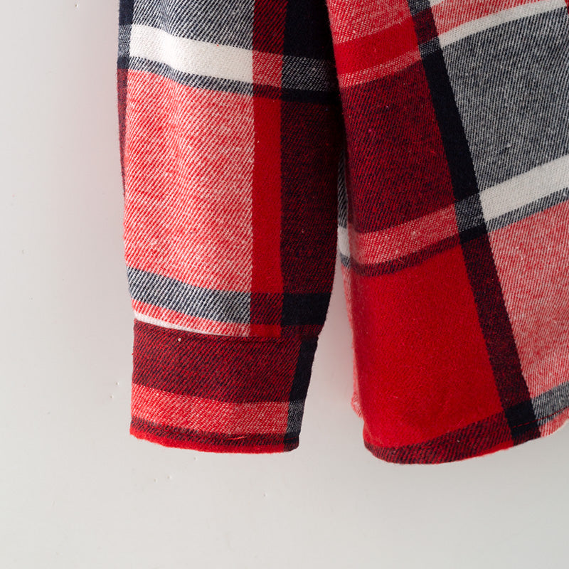 （In Stock）Boys Christmas Red Plaid Shirt