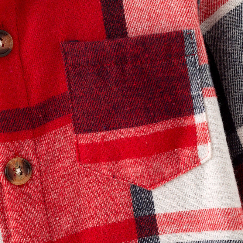 （In Stock）Boys Christmas Red Plaid Shirt