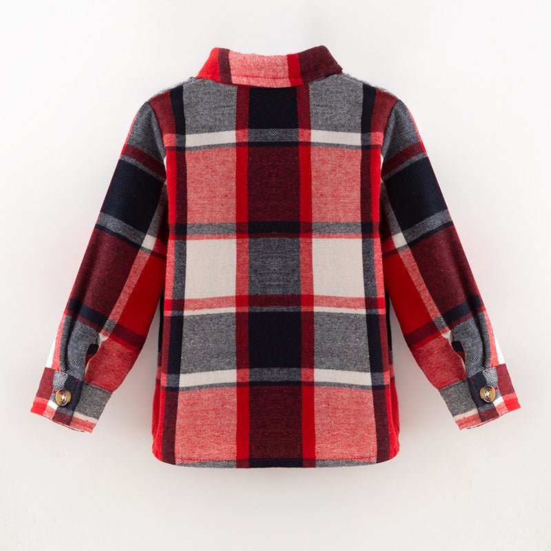 （In Stock）Boys Christmas Red Plaid Shirt