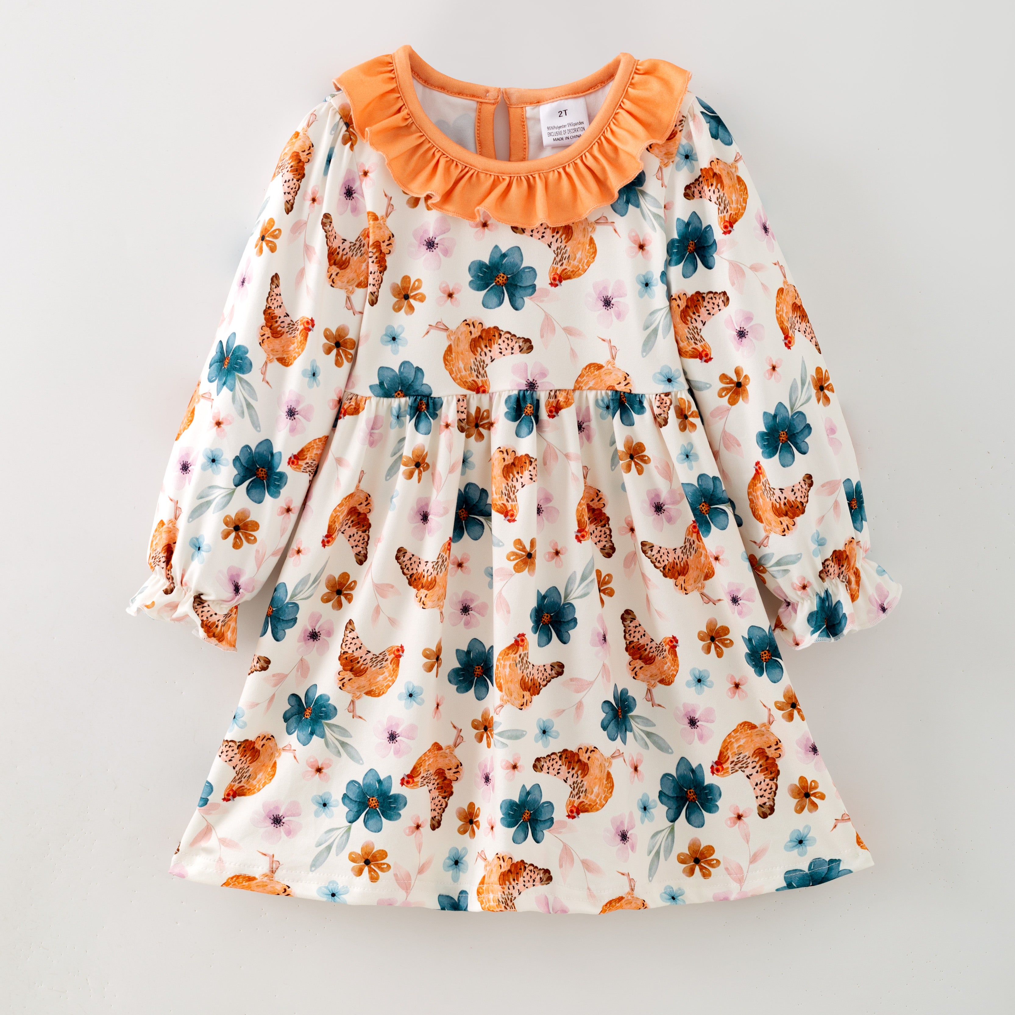 （Pre Order,Prepack Zone）Family Fall Chick Print Dress&Romper（Mix Size）