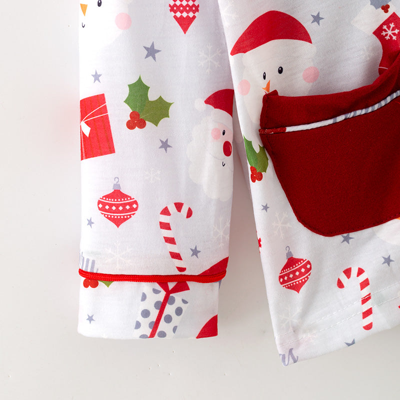 （In Stock）Boys Christmas Snowman Print Pajamas