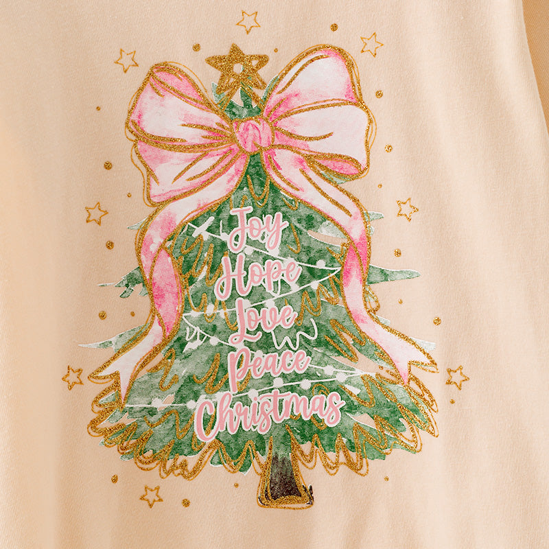 （In Stock）Girls Christmas Tree Print Tulle Skirt Set