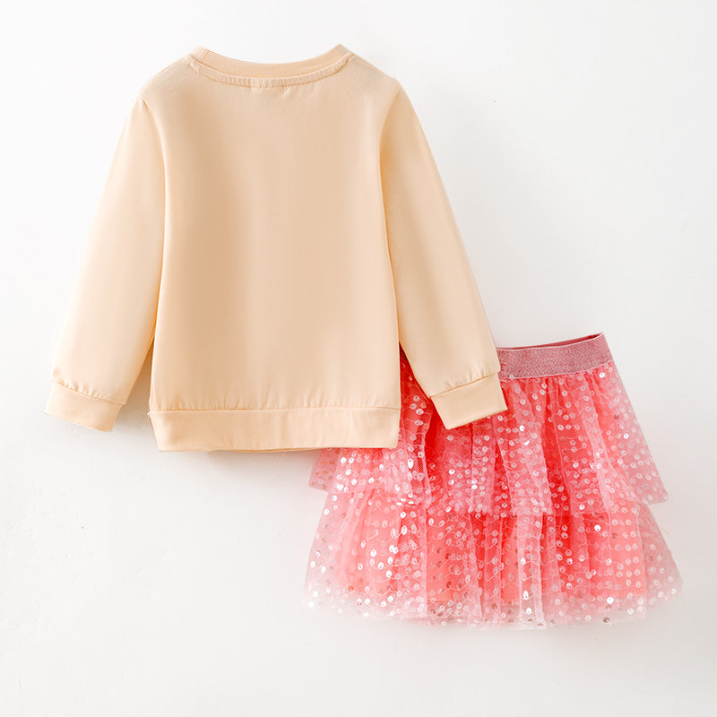 （In Stock）Girls Christmas Tree Print Tulle Skirt Set