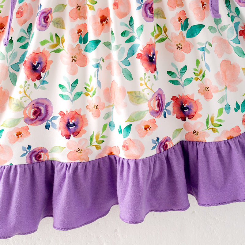 （In Stock）Girls Spring and Summer Chick Applique Dress