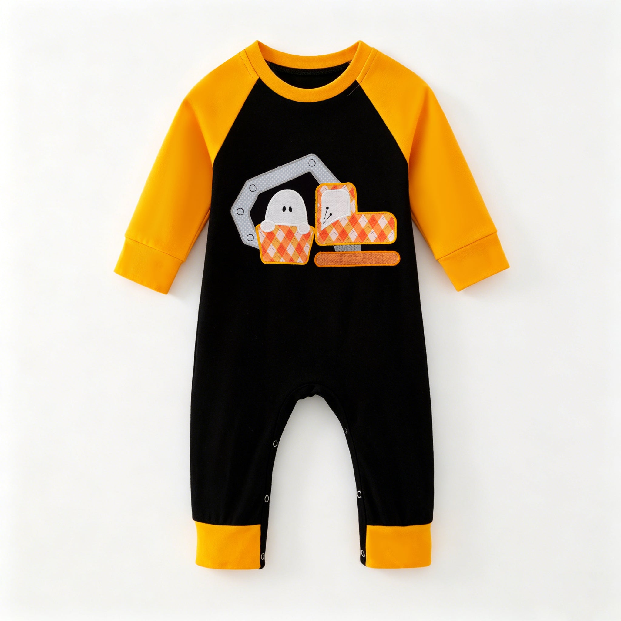 （In Stock）Toddler Boys Halloween Applique Cotton Romper
