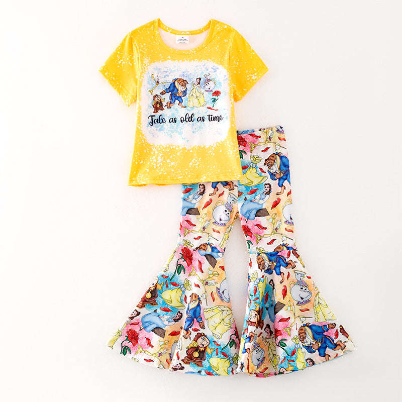 （In Stock）Girls Spring and Summer Princess Print Outfit Set