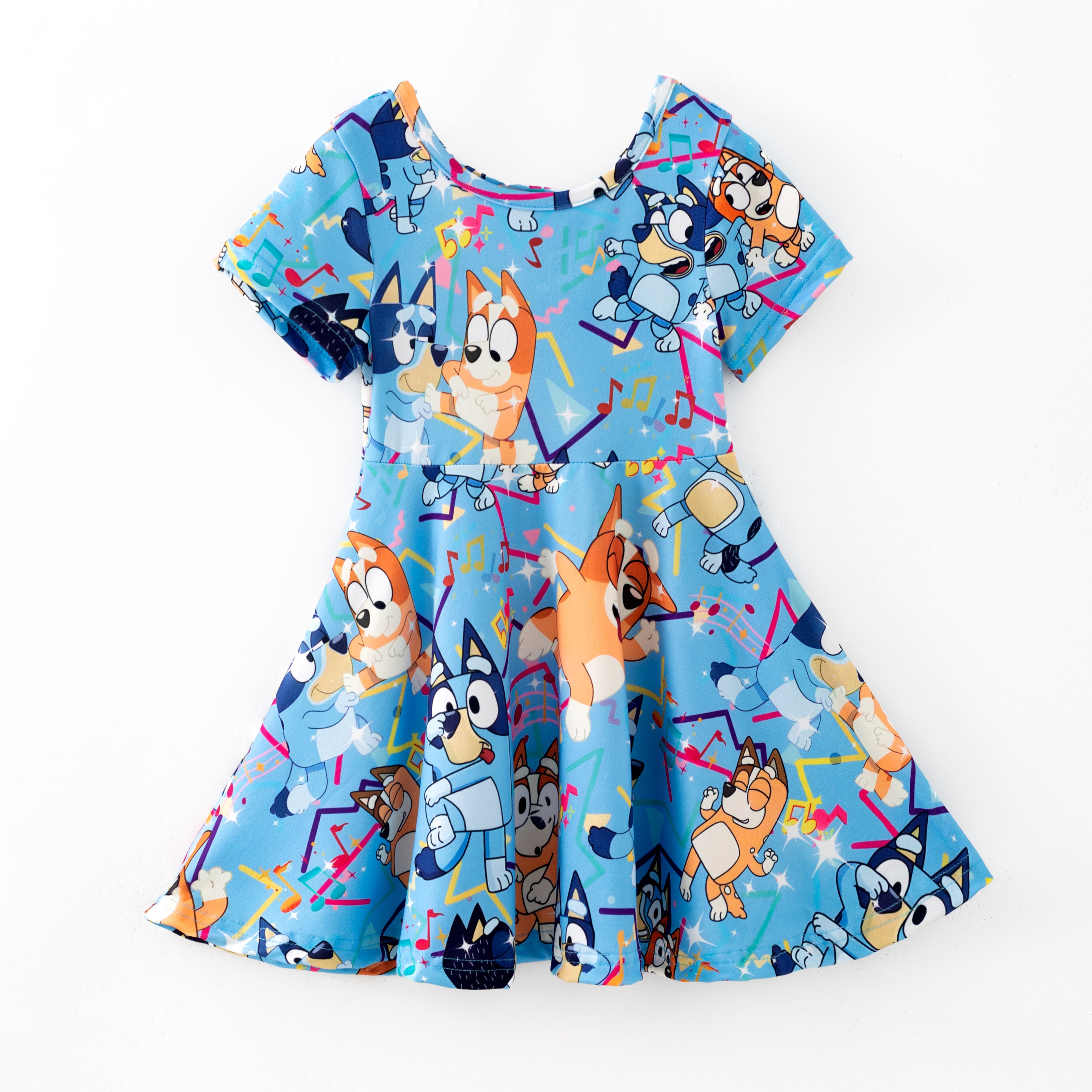 （Pre Order,Prepack Zone）Girls Blue Dog Print Dress（Mix Size）