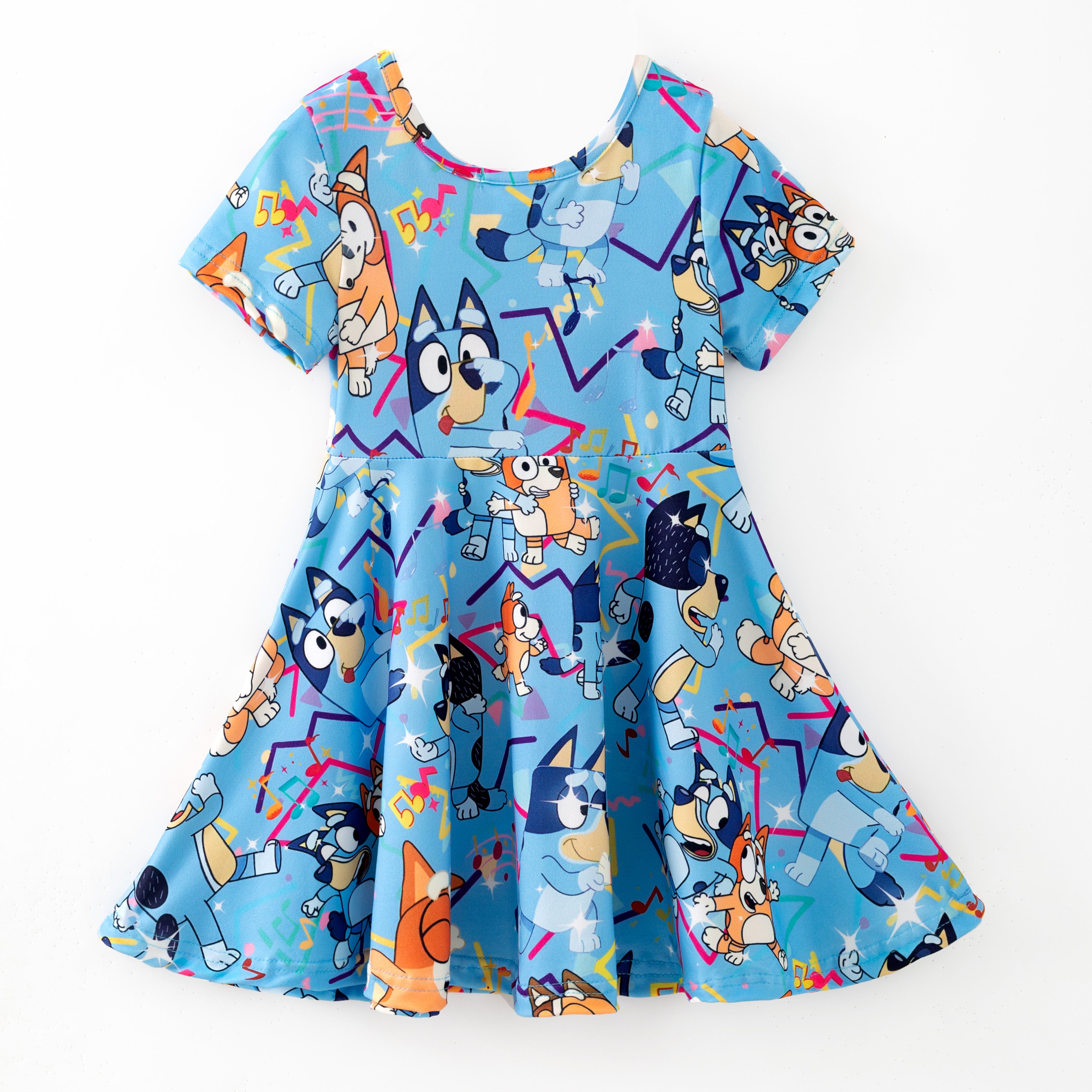 （Pre Order,Prepack Zone）Girls Blue Dog Print Dress（Mix Size）