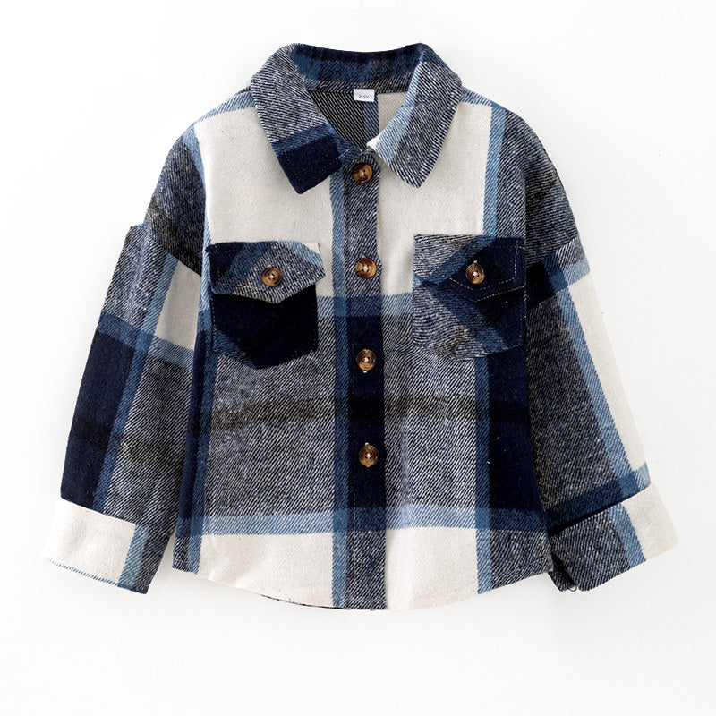 （In Stock）Girls Fall&Winter Plaid Shirt Jacket