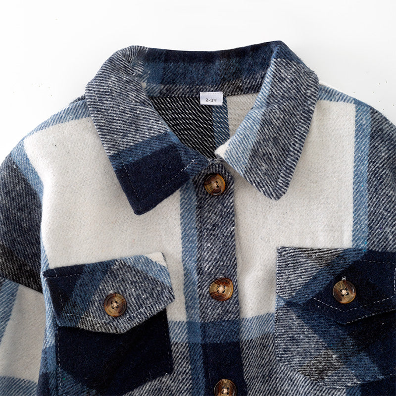 （In Stock）Girls Fall&Winter Plaid Shirt Jacket