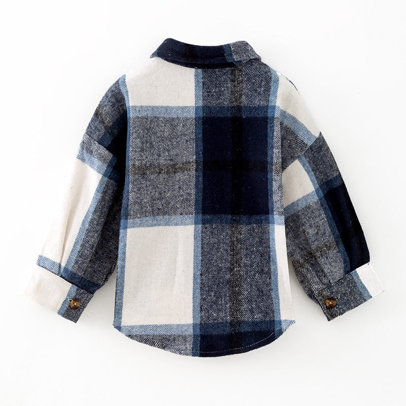 （In Stock）Girls Fall&Winter Plaid Shirt Jacket