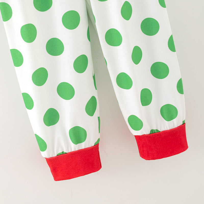 （In Stock）Girls Christmas Santa Claus Applique Pajamas