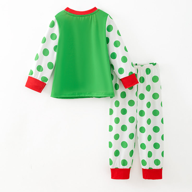 （In Stock）Girls Christmas Santa Claus Applique Pajamas