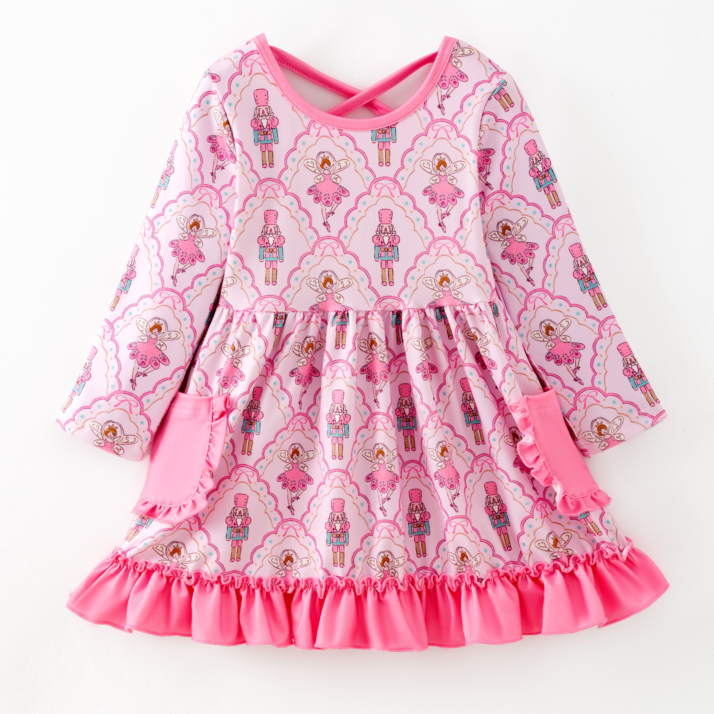 （Pre Order,Prepack Zone）Girls Christmas Print Dress（Mix Size）