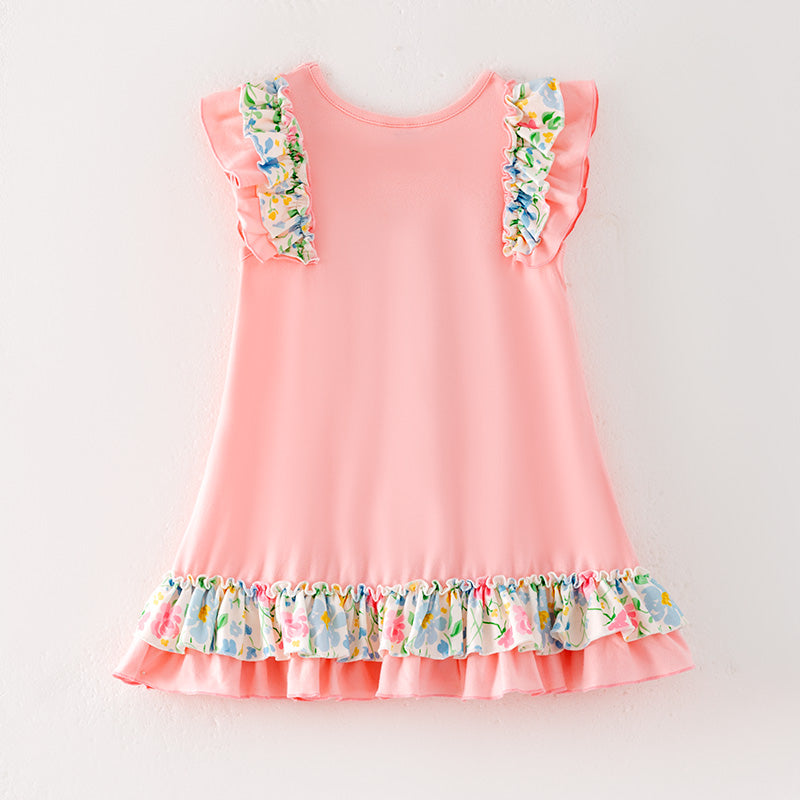 （In Stock）Girls Spring and Summer Farm Chick Applique Dress