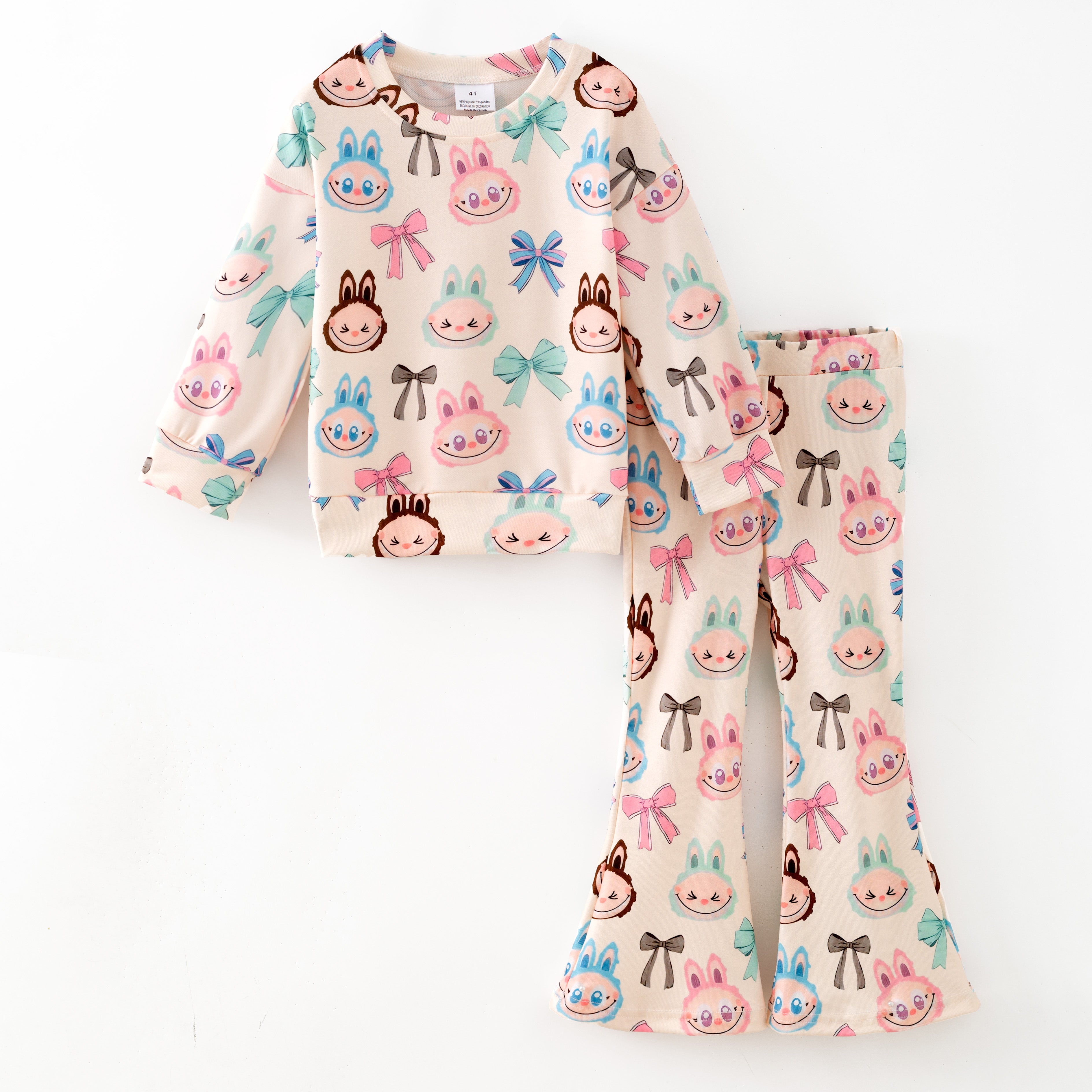 （Pre Order,Prepack Zone）Girls Cartoon LBB Print Sweatshirt Set（Mix Size）