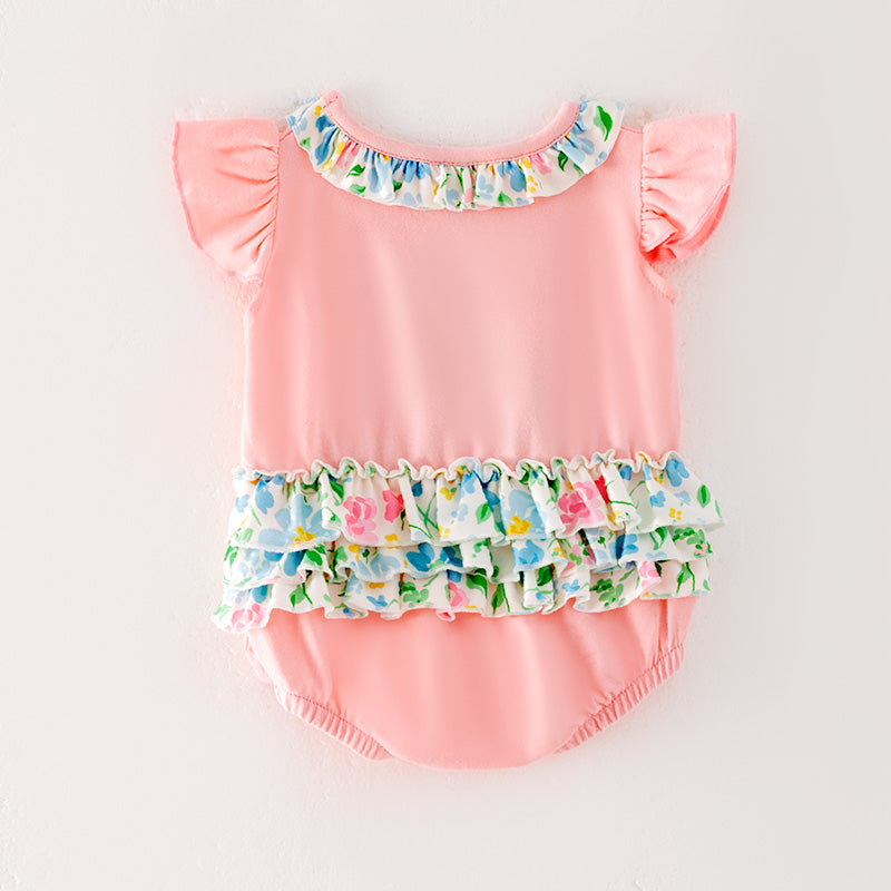 （In Stock）Toddler Girls Spring and Summer Farm Chick Applique Romper