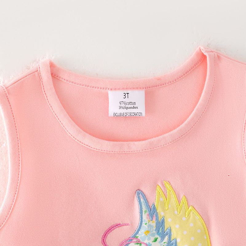 （In Stock）Girls Spring and Summer Farm Chick Applique Shorts Set