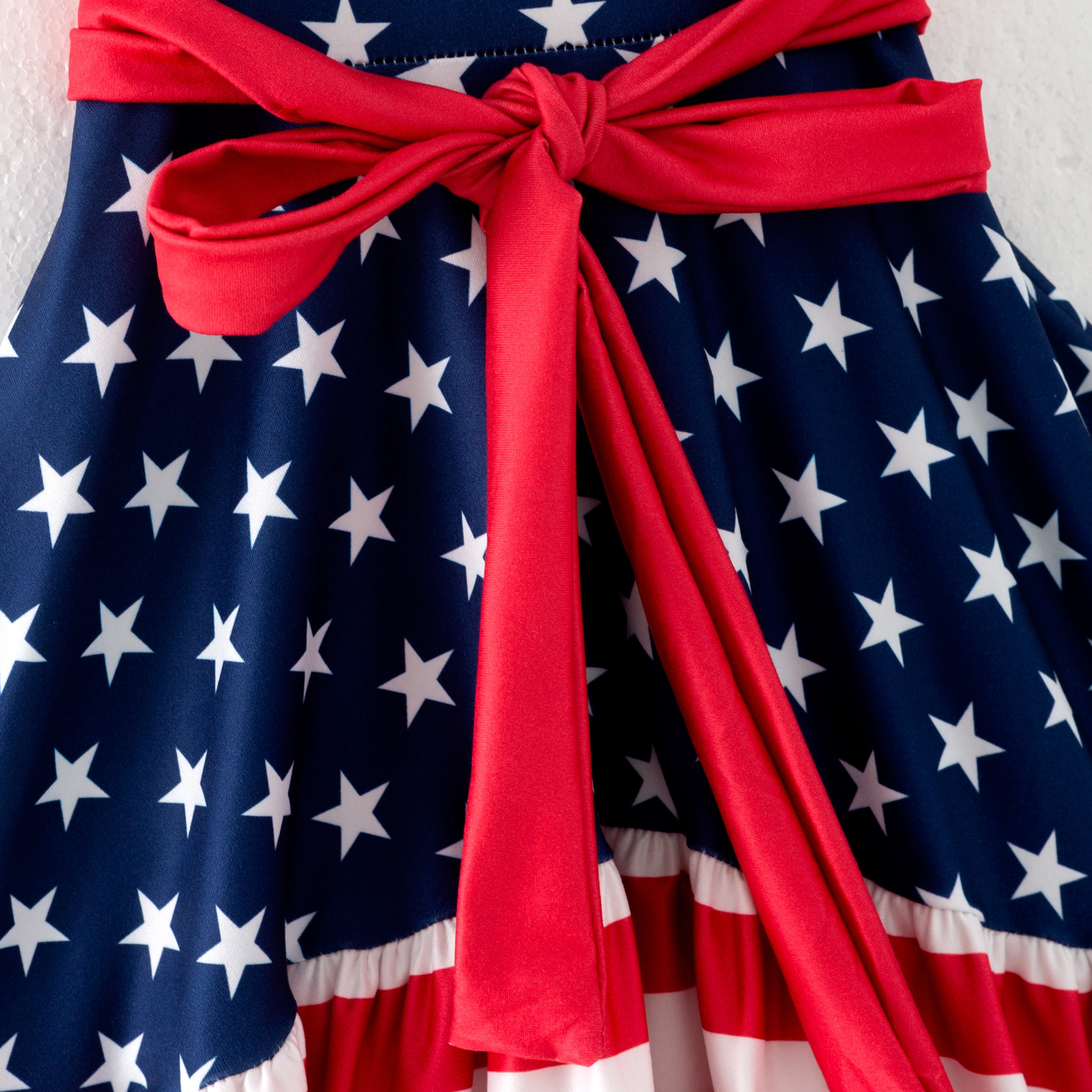 （In Stock）Girls Patriotic Print Lace Dress