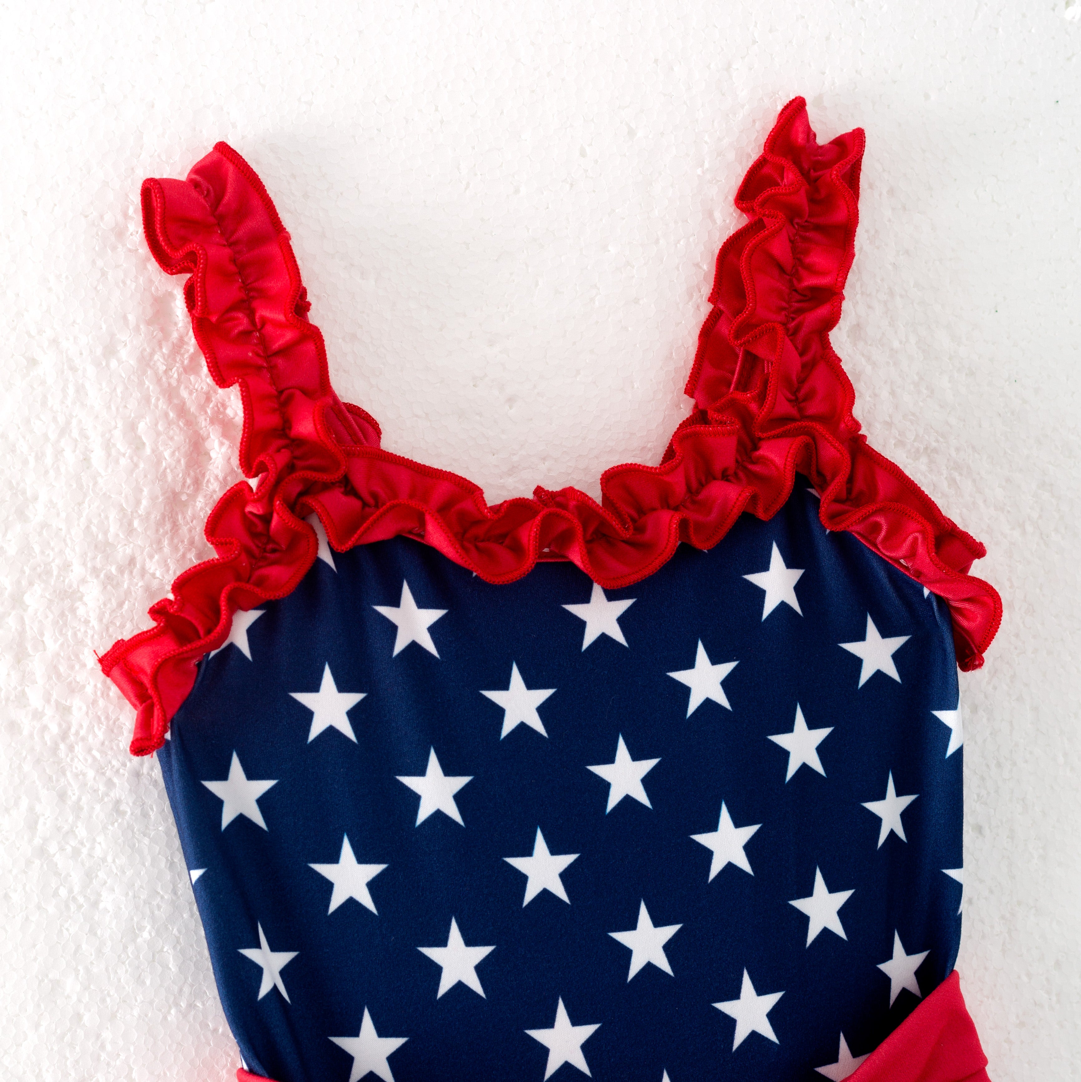（In Stock）Girls Patriotic Print Lace Dress