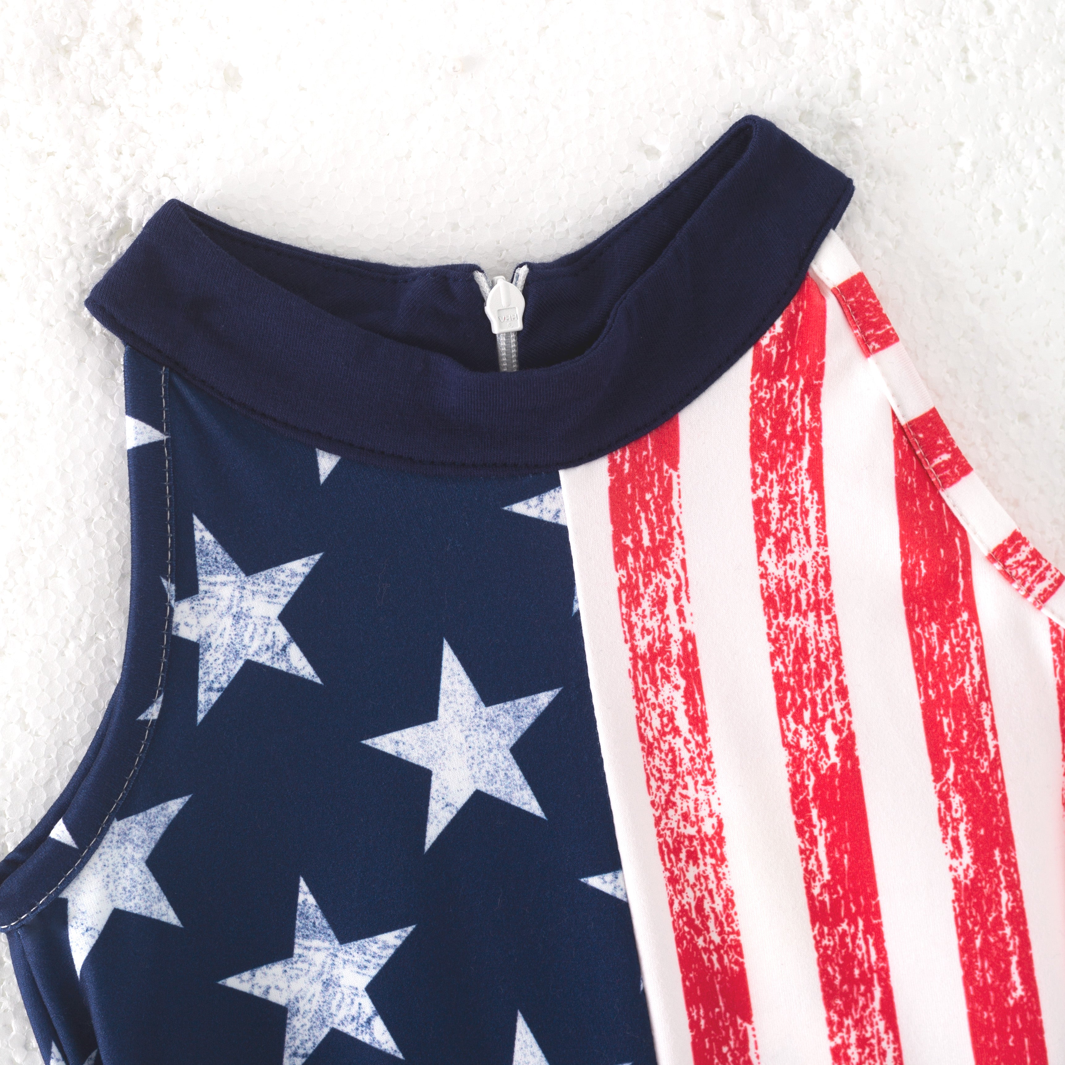 （In Stock）Mommy and Me Patriotic Print Strap MAXI dress