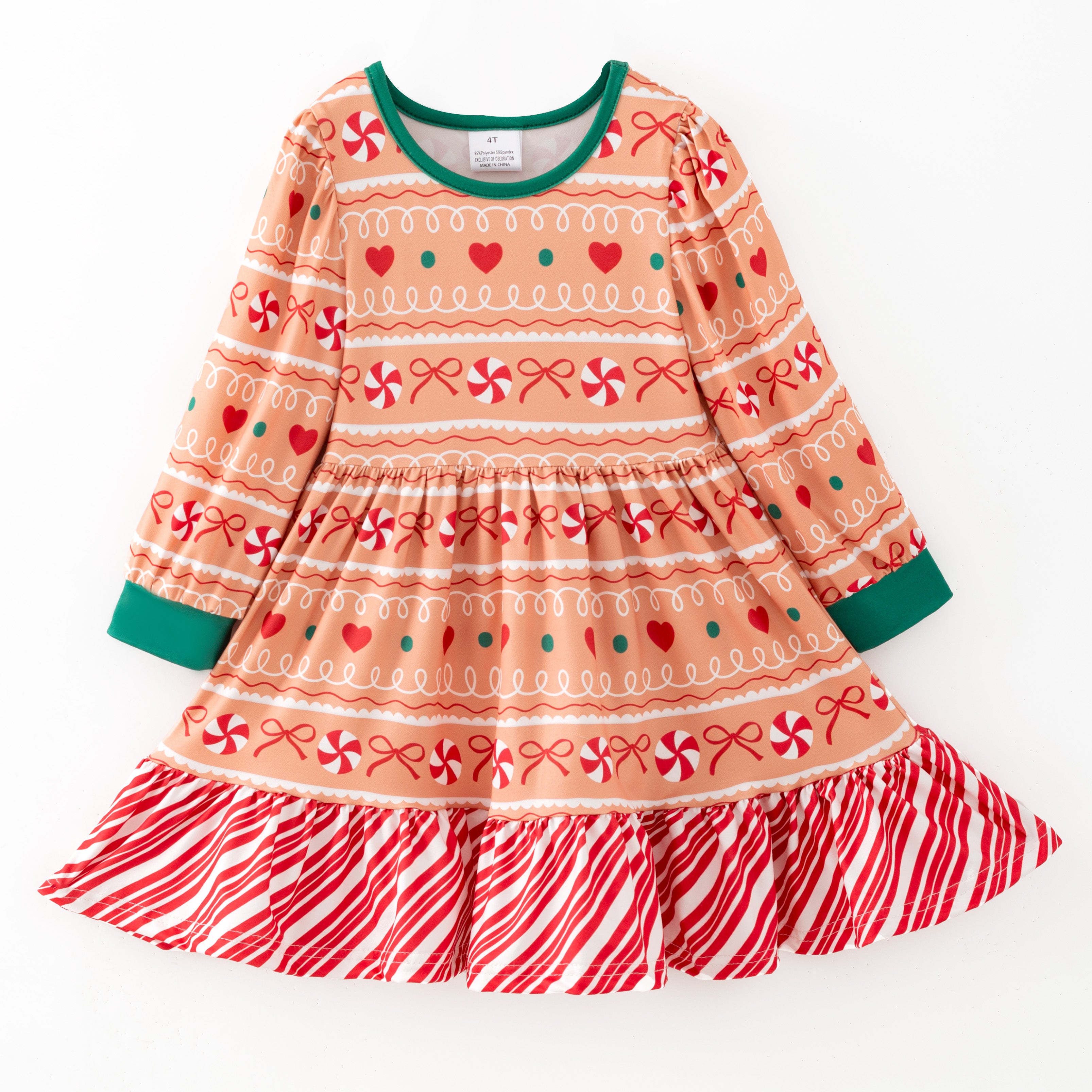（Pre Order,Prepack Zone）Girls Christmas Print Dress（Mix Size）