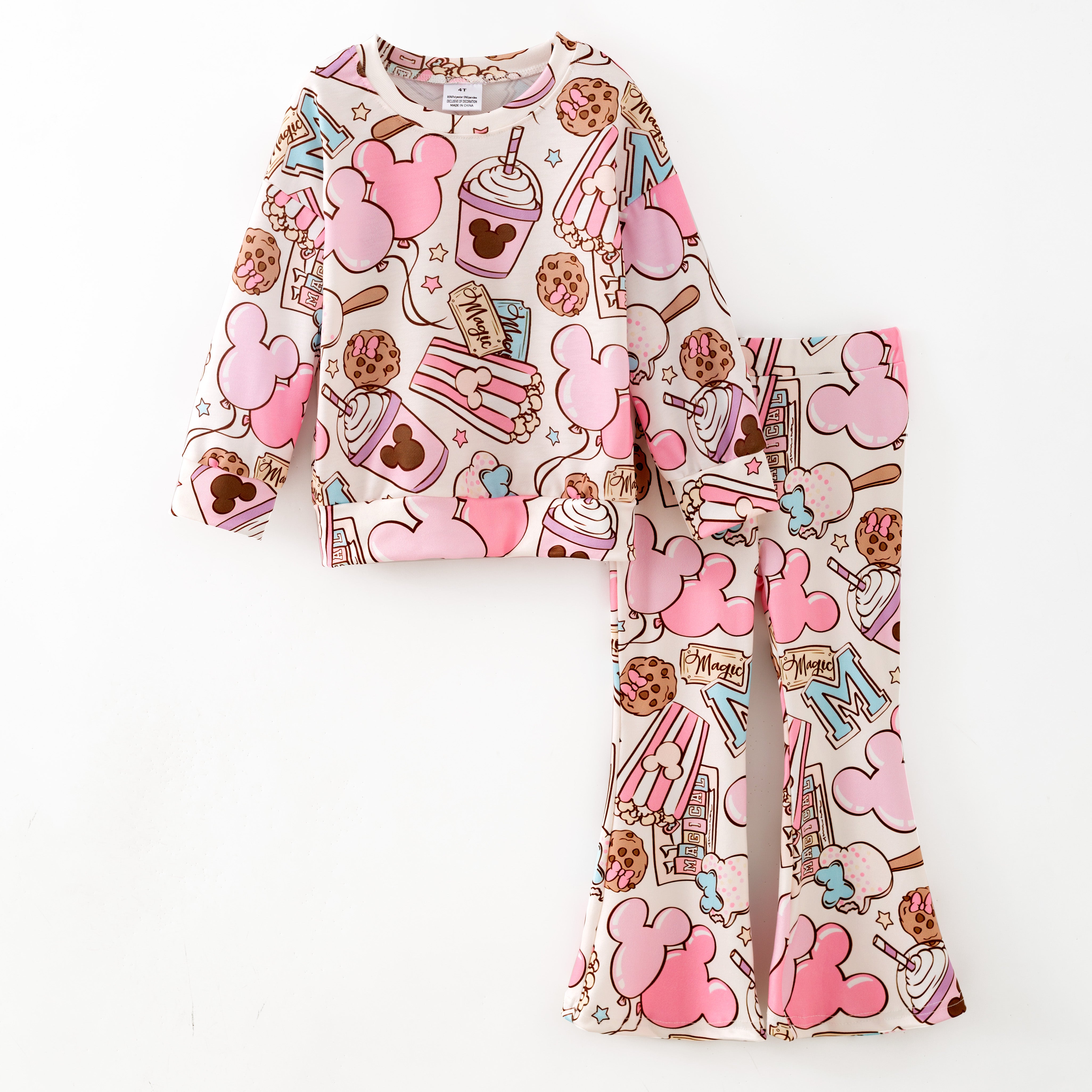 （Pre Order,Prepack Zone）Girls Cartoon LBB Print Sweatshirt Set（Mix Size）