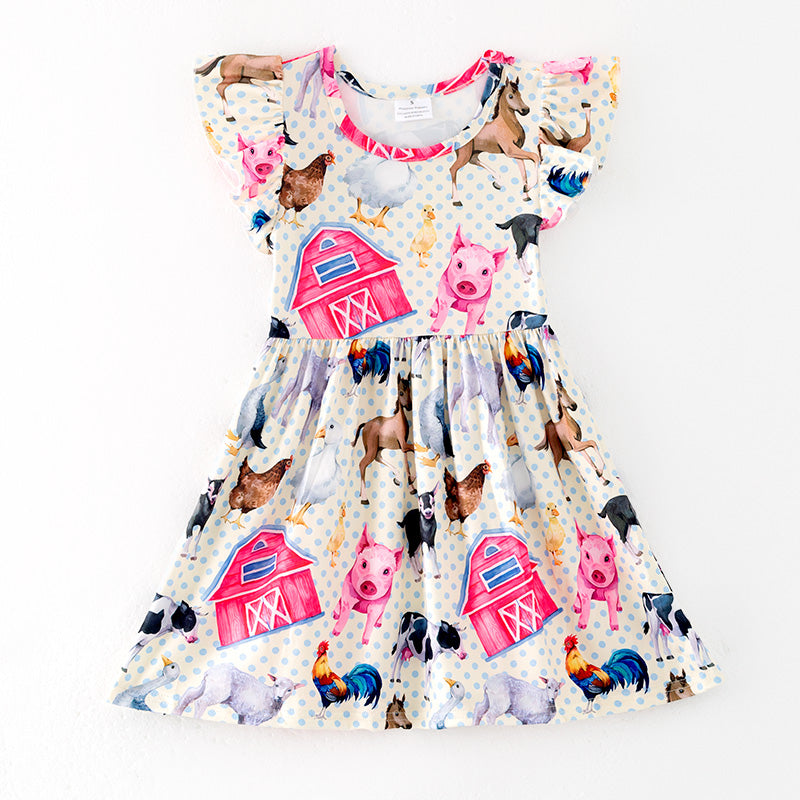 （In Stock）Girls Spring and Summer Farm Print Dress