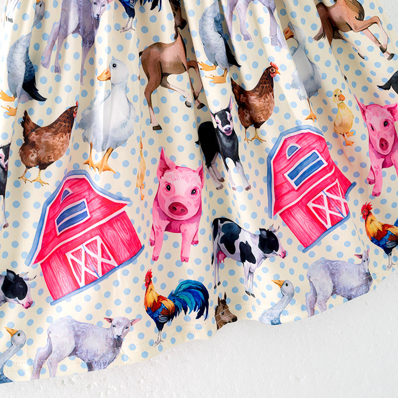 （In Stock）Girls Spring and Summer Farm Print Dress
