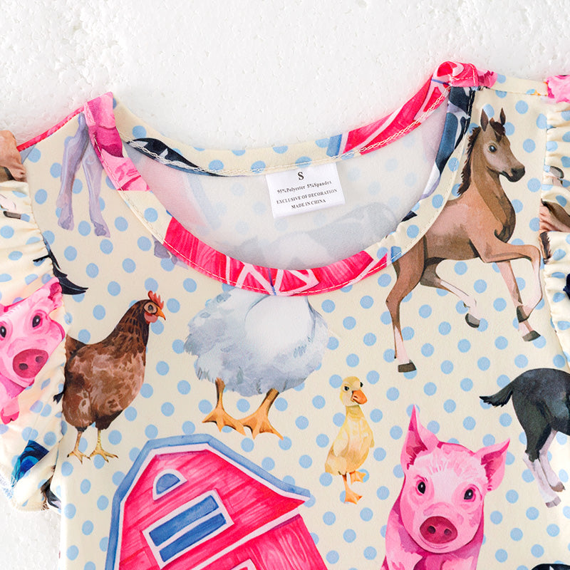 （In Stock）Girls Spring and Summer Farm Print Dress