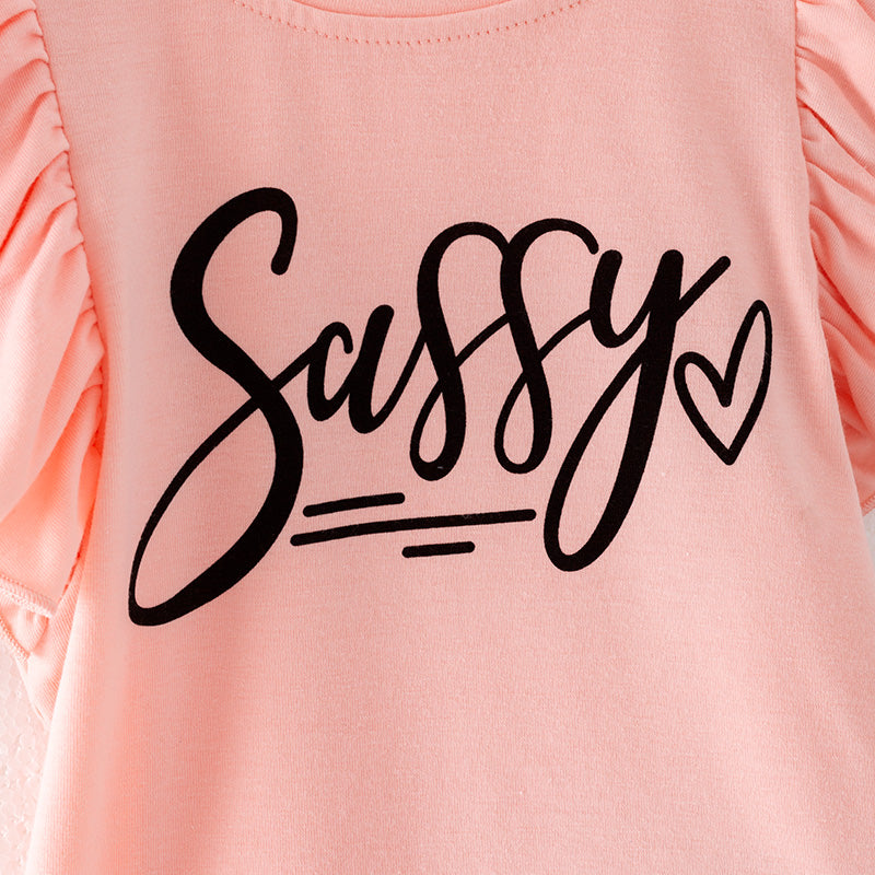 （In Stock）Girls Spring and Summer Sassy Print Shorts Set