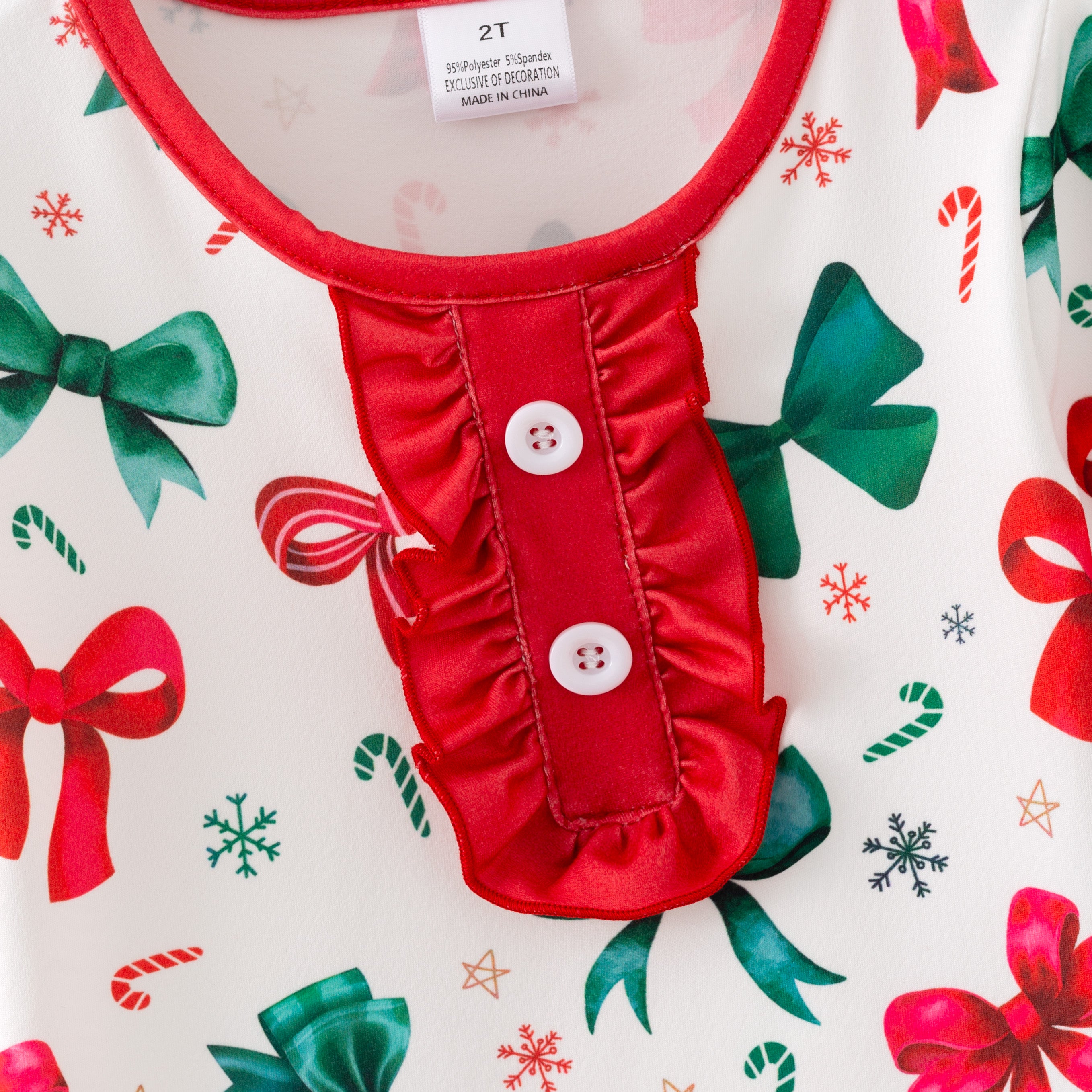 （Pre Order,Prepack Zone）Girls Christmas Bow Print Set&Pajamas（Mix Size）