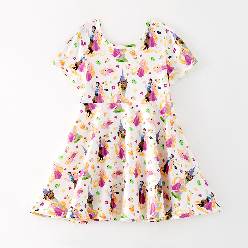 （In Stock）Girls Spring and Summer Princess Print Dress