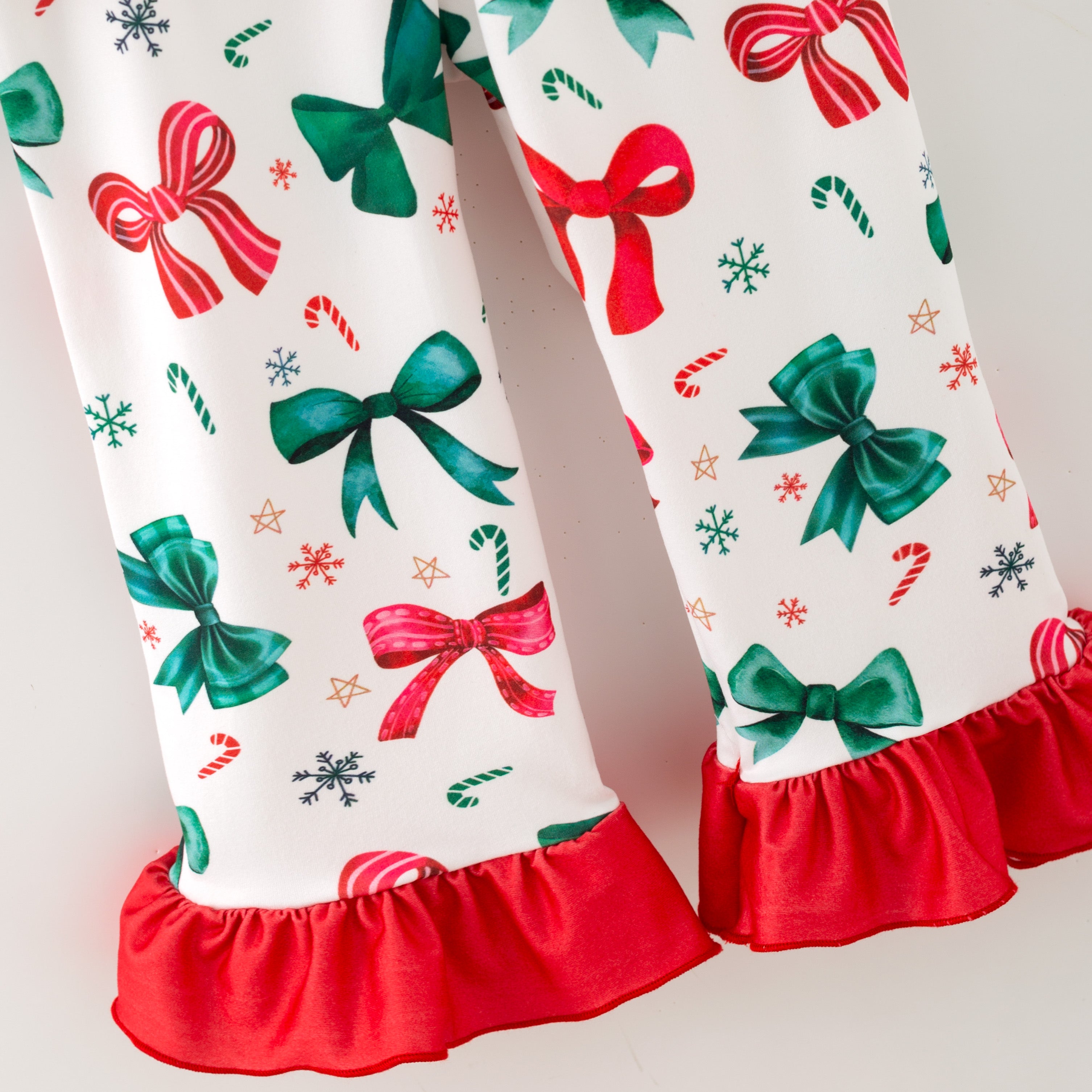 （Pre Order,Prepack Zone）Girls Christmas Bow Print Set&Pajamas（Mix Size）