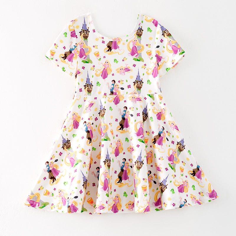 （In Stock）Girls Spring and Summer Princess Print Dress