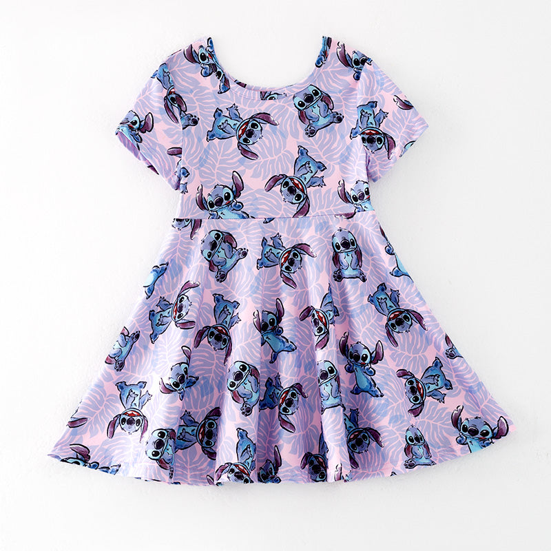 （In Stock）Girls Spring and Summer Cartoon Print Dress