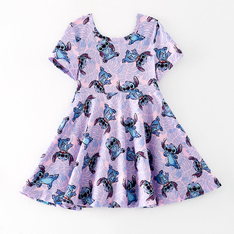 （In Stock）Girls Spring and Summer Cartoon Print Dress