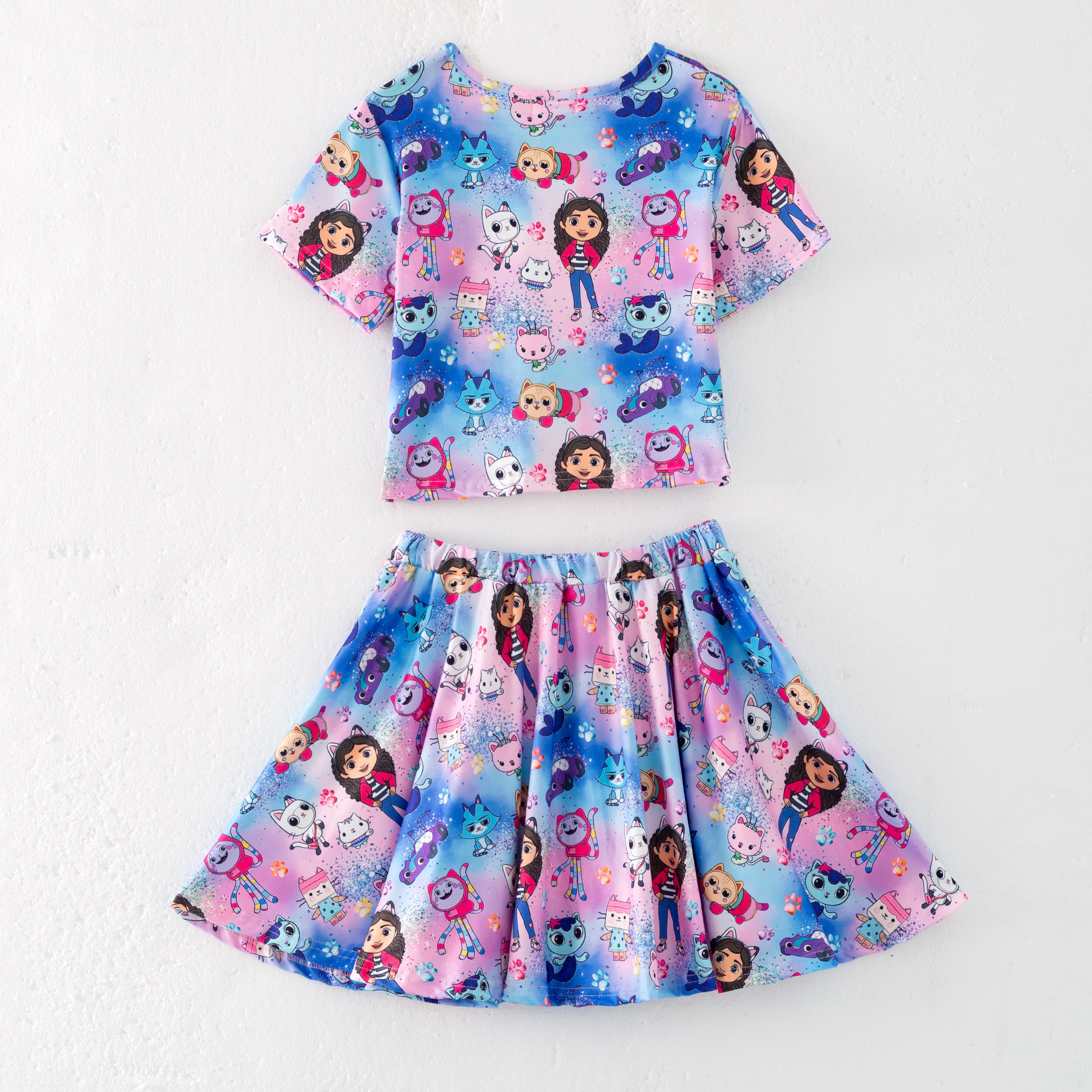 （Pre Order）Girls Spring and Summer Cartoon Print Skirt Set